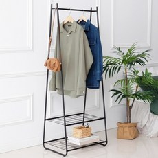 蜜袋鼯鼠Bethel 2層置物架鐵製支架衣架, 酷黑色 霧面