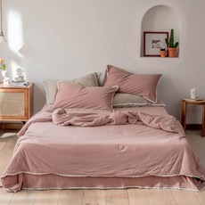 素色蕾絲花邊夏季薄被 X120, 1型