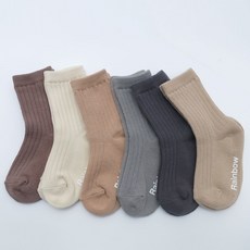 GIEN MALL MALL 孩童素色羅紋中筒襪組 6雙