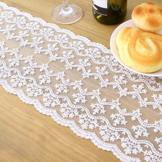 happytool 純淨蕾絲桌旗墊, 象牙白, 寬 50cm x 長 19cm