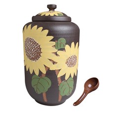 YEDAUM 黑色向日葵米缸 + 米杓, 混合色, 1個