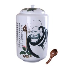 白瓷達磨米缸+米杓, 混色