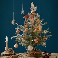 BEBEDECO 高級白色聖誕樹含裝飾配件組+30顆LED暖燈泡, 玫瑰金(裝飾配件)