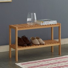 Joeunworld 兩層松木鞋櫃, 天然