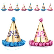 솜방울 생일고깔모자 2종 x 5p 세트, 금박핑크, 금박블루, 1세트