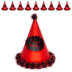 亮片鈴鐺生日尖帽 小, 10個, 紅色