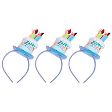 生日蛋糕帽髮箍, 藍色, 3個