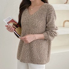 BONBONSTORY 孕婦V領長袖針織衫