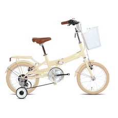 지오닉스 7단 브이팩 S16 쥬니어용 폴딩 자전거, 베이지 + 옐로우, 124cm, 1개