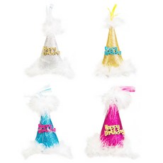 羽毛生日派對帽髮箍4件組, 亮粉色, 藍色, 金色, 銀色, 1套