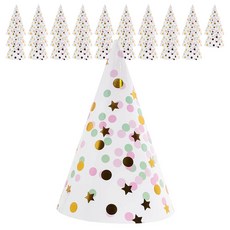 派對尖頂帽 10入+繩子 10入, 圓點圖案可愛薄荷, 3套