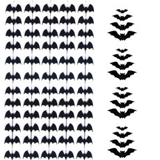 PARTYSHOW 萬聖節裝飾毛氈蝙蝠迷你掛旗 5入 + DIY蝙蝠裝飾模型 16入, 混合色