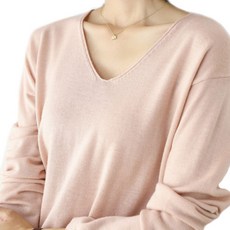soleil 女款柔軟毛衣 V領寬鬆針織衫