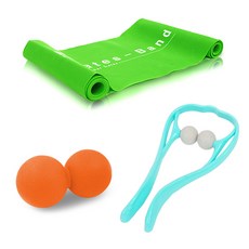 RED DUCKLING 室內運動按摩套組, 中級者用 綠色(彈力帶), 橘色(按摩球)
