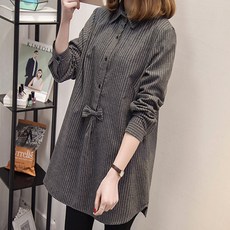 LUNA GIRL 女款Wow條紋長版襯衫