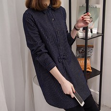 LUNA GIRL 女款Wow條紋長版襯衫