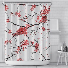 I Love Home 櫻花插畫浴簾 Type4 180 x 180 cm, 1個