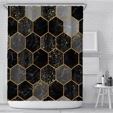 I Love Home 金邊六角形浴簾 Type5 180 x 180 cm, 1個