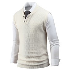 DAKUANG 男款亨利領鈕扣針織背心 A11Y3_ov0818