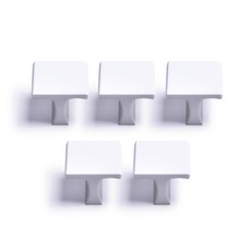 把手世界 方形單孔家具把手 白色, 5個