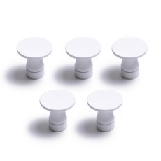 平面圓形櫥櫃把手 白色, 5個