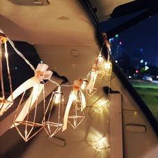 EPLYN 玫瑰金金屬露營車宿野餐LED燈串 10燈 1.5M, 方形鑽石, 1個