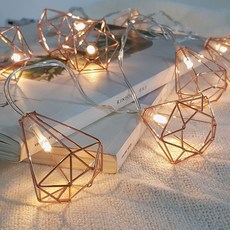 EPLYN 玫瑰金金屬露營車宿野餐LED燈串 10燈 1.5M, 鑽石, 1個