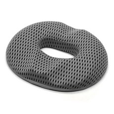 X-100透氣機能性網眼甜甜圈坐墊+矽膠繞線器, 深灰色, 1個