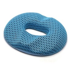 X-100透氣機能性網眼甜甜圈坐墊+矽膠繞線器, 藍色, 1個