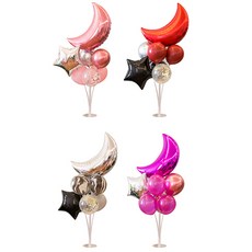 Block Mart 派對支架式月亮氣球組 4入, 隨機出貨