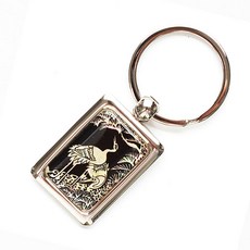 螺钿漆器外國人禮物螺鈿方形鑰匙圈, 宋學（黑白）, 1個