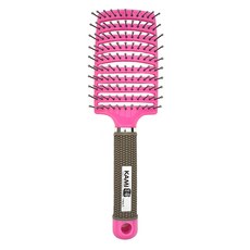 大彎頭皮按摩梳, 粉色的, 1個