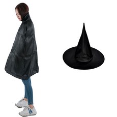 派對時尚黑色披風+黑色魔女帽