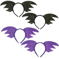 PARTYSHOW 萬聖節亮片髮箍 2款 x 2入組, 黑色, 紫色, 1套