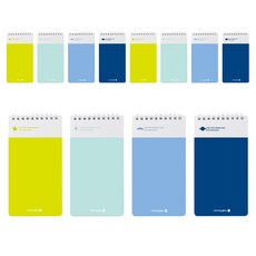 Morning Glory 口袋線圈橫線筆記本 65頁 4款 各3入, 綠色，薄荷色，天藍色，深藍色, 1套