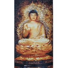 ZEZENEW 黃金彌勒佛像 寶石十字繡DIY套組, 混合色, 1個