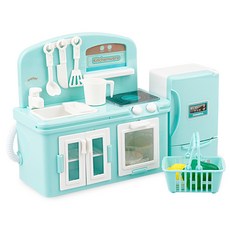 Let's Toys Dream Kitchen 迷你水槽套裝，適合嬰兒廚房玩耍, 白色 綠色