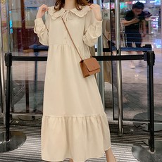 Market A 綁帶荷葉領孕婦連身裙