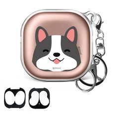 아이무이 눈떠 갤럭시 버즈 라이브 /버즈2 투명 하드 케이스 + 철가루방지스티커, 프렌치불독, 1개