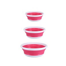 折疊式臉盆 3件組, 紅色的