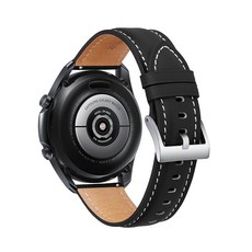 HAMATE Galaxy Watch 6/5/4 Active 1/2 Gear S2 相容車縫線皮革錶帶, 黑色, 1個