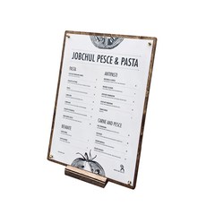 雜鐵工房 Project 黃銅夾文件板 木製立架 菜單板 POP展示架 A4 + 立架套組, 1套