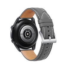 HAMATE Galaxy Watch 6/5/4 Active 1/2 Gear S2 相容車縫線皮革錶帶, 灰色, 1個