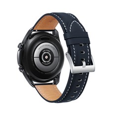 HAMATE Galaxy Watch6/5/4 Active 1/2 Gear S2 相容 縫線皮革錶帶, 海軍藍, 1個