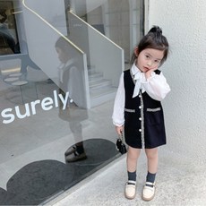 엔젤아이 여아용 너플 셔츠 트윈 조끼 원피스 세트