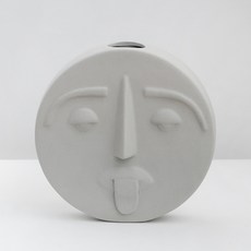 現代抽象藝術臉部陶瓷花瓶 圓形Melong臉, 單色
