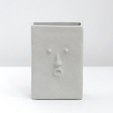 抽象藝術臉陶瓷花瓶 M號, 單色