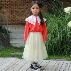 Neul女童款大領子雪紡衫