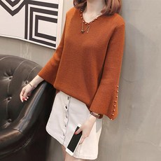 lemon soul 女款珍珠裝飾長袖針織衫