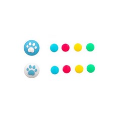 HOHOO 任天堂 Switch 貓爪 Joy-Con 搖桿按鍵保護帽蓋套組 藍色 + 彩虹, 單一商品, 1套